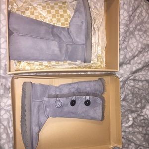 Ugg Grey Tall Button Boots Size 10